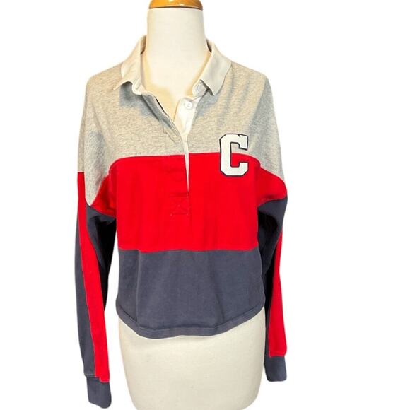 Champion Life Womens Ruby Jersey Cropped Tee Long Sleeve C Felt Logo Collar SZ L - Picture 4 of 14